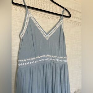 Simple blue maxi dress, spaghetti strap summer dress
